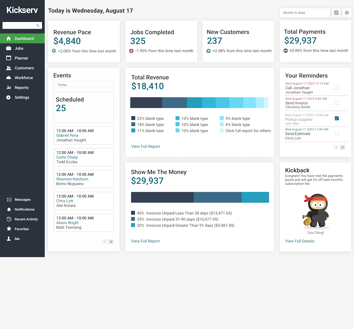 Kickserv screenshot