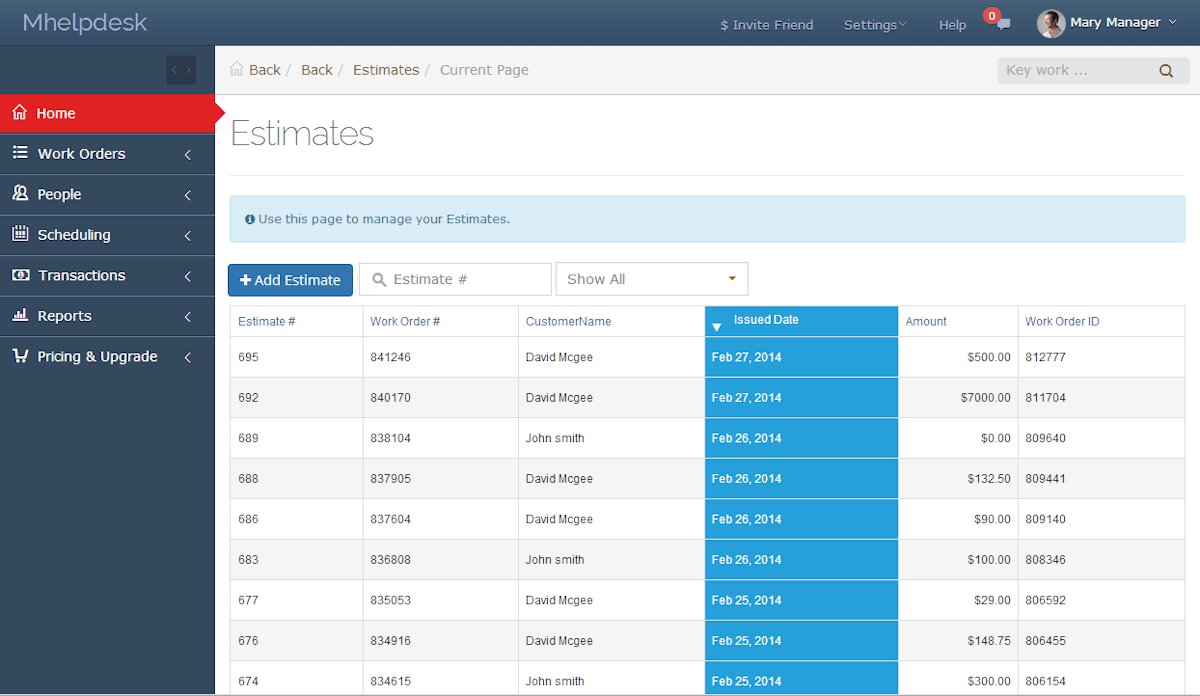 mHelpDesk screenshot