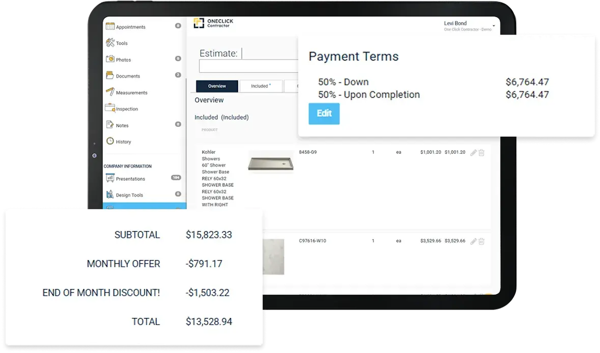One Click Contractor screenshot